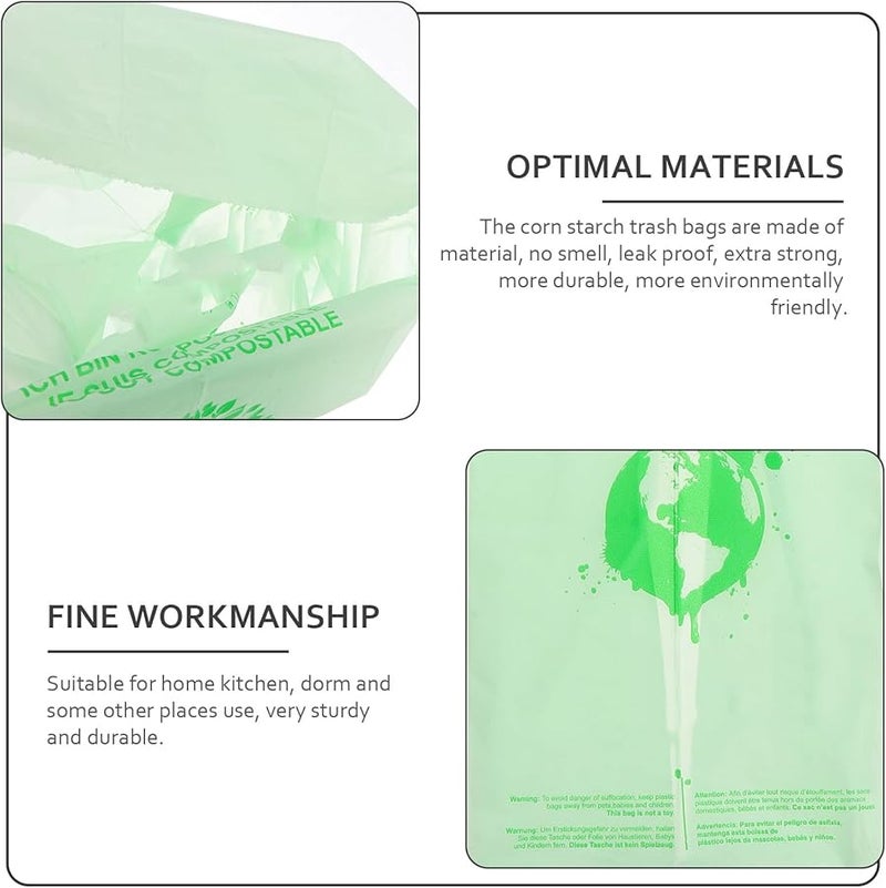 أكياس قمامة قابلة للتحلل من نشا الذرة 6 لتر 50 قطعة صديقة للبيئة لأكياس قمامة المطبخ - Image 3